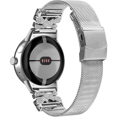 Compatible with Google Pixel Watch 4 45mm Metal Band, Adjustable Replacement Stainless Steel Mesh Loop Strap for Pixel Smartwatch Accessories