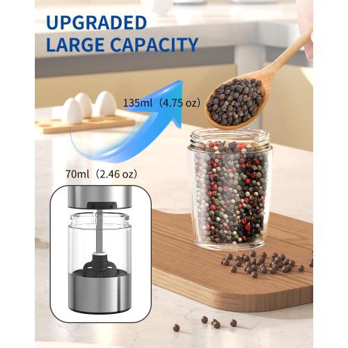 CIRCLE JOY Gravity Electric Salt and Pepper Grinder Set Automatic Salt and Pepper Grinder Set with LED Light, Battery Operated, Adjustable Coarseness, Large Capacity, for Home Kitchen BBQ