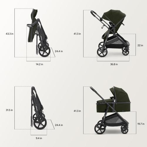 Mompush Wiz 2 in 1 Baby Stroller with Infant Pramette Mode, One Hand Fold Convertible Newborn to Toddler Stroller with Reversible Seat and Large UPF 50  Canopy