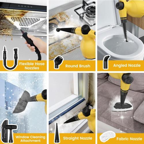 Handheld Steam Cleaner - Multipurpose Pressurized Steamer, Fast Heat w/ 9.18FT Cord - Chemical-Free Steam Cleaner for Home, Grout, Cars, Upholstery, Windows, Bathrooms & More