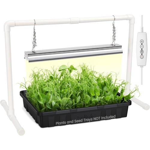 SOLIGT Grow Lights for Seed Starting, 2FT LED Full Spectrum Seedling Grow Lights with 4 Brightness & 8/12/18H On Timer, Adjustable Height Stand for Indoor Plants, Seedlings, Herbs & Vegetables