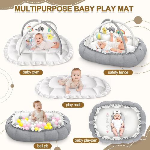 OCATO Baby Play Mat Gym Tummy Time Mat Thick Large Baby Activity Center | Baby Play Gym from Baby to Toddler Skills Development Baby Essentials Baby Shower Gifts Boy Girl for Babies