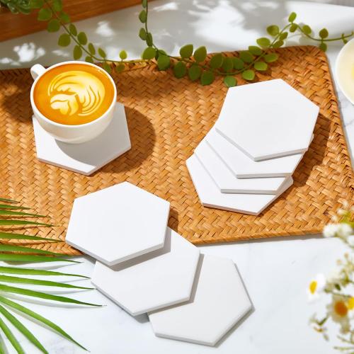 Zopeal 50 Pcs Ceramic Tiles for Crafts with Cork Backing Pad, Hexagon