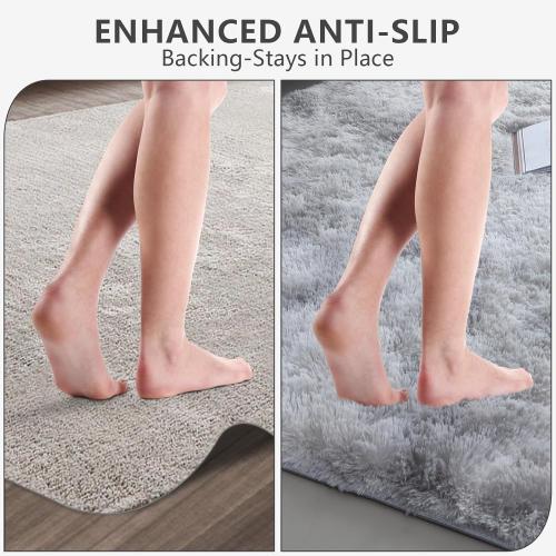 Shag Area Rugs for Bedroom Living Room,4X6 Ultra Soft Fluffy Area Rugs for Dorm, Indoor Carpet Nursery Rugs for Kids Room Home Decor,Tie-Dye Grey