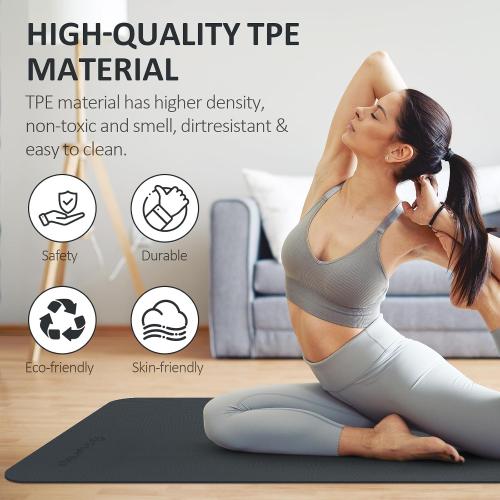 Gruper Yoga Mat Non Slip, 72L x 24W x 0.24/0.32TH, Anti-Tear Exercise Mat with Carrying Strap and Bag, Pro TPE Yoga Mats for Women, Workout Mats for Home, Pilates and Floor Exercises