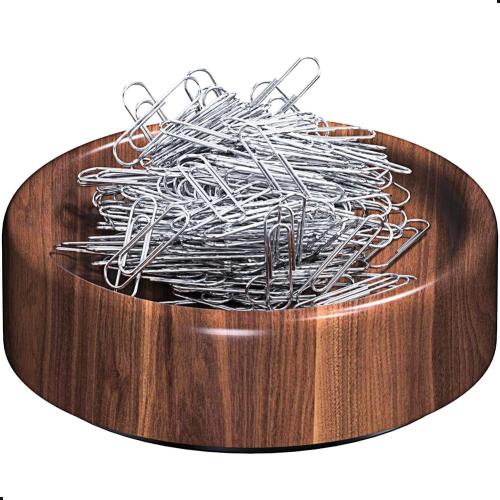 grwanpen® Magnetic Walnut Wood Paper Clip Holder,Durable Wooden Magnetic Paper Clip Dispenser Metal Pin Organizer Holder Box Large Capacity for School Office Home Paper Clip Holder for Desk