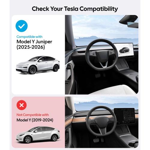 Wigoo Tesla New Model Y Juniper Accessories Sunshade Roof [Never Sag, Nano Ice-Crystal Coatings] Heat Insulation Glass Roof Sun Shade, Accessories for Tesla New Model Y 2025 2026 Launch, Black