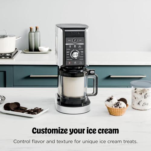 Ninja CREAMi Deluxe Ice Cream Maker | 11-in-1 Create Frozen Desserts, Sorbet, Milkshakes, Yogurt & More | Includes 2 Dishwasher Safe XL 24 Oz. Tubs with storage lids | Silver | NC501