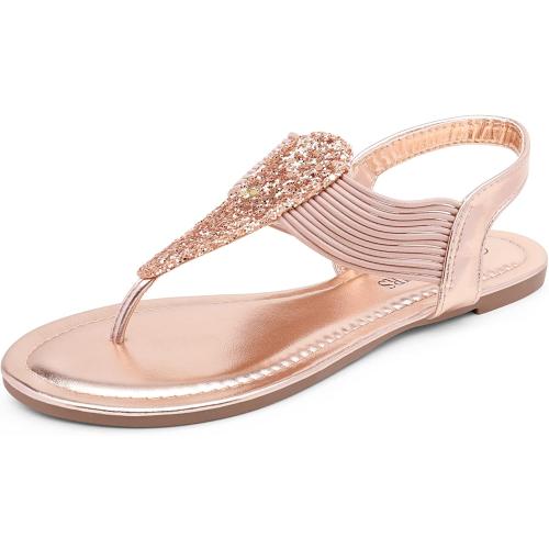 Dream Pairs Women's Elastic Strappy String Thong Ankle Strap Summer Gladiator Sandals