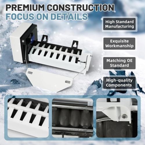 WPW10300022 Ice Maker Assembly Compatible with Whirlpool Maytag Kenmore Amana IKEA Refrigerator - Replace W10300022 W10122556 W10377190 AP6019085 Ice Maker Replacement Fridge Parts