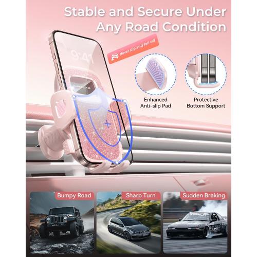 MRGLAS 2025 Upgraded Phone Holders for Your Car with New Metal Hook Clip, Handy Air Vent Cell Phone Car Mount [One Hand Operation], Universal Automobile Accessories for iPhone Android, Gifts for Women