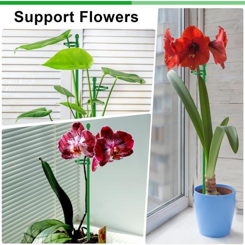 Plant Support Stakes 15 Inch for Indoor Plants,10 Pcs SupKing Orchid Sticks with Clips Garden Stake Extended for Outdoor Potted Tomato Rose Vegetables House Palnts Comes with 20 Plants Ties