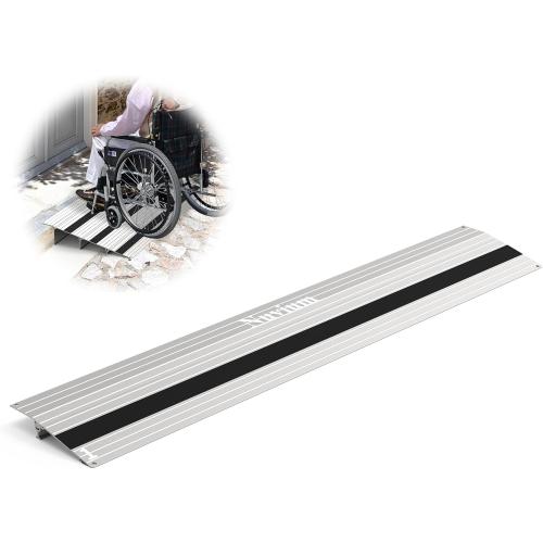 1 Rise Threshold Ramp, Aluminum Door Entry Ramp for Wheelchairs, 800lbs Load Capacity, Adjustable Temporary or Permanent Ramps for Scooters, Walkers, Canes, Crutches…