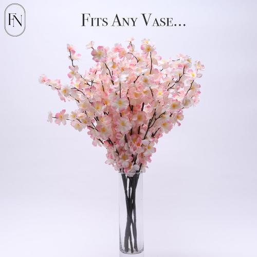 3 Pack Artificial Cherry Blossom Branches - 20 Inch Real Touch Silk Flowers with Bendable Stems for Vase, Wedding, Home Office Decor, Spring Floral, Party & Event Decor (Blush Pink Gradient)