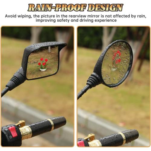 SHEJISI Motorcycle Mirrors 10mm,Suitable for Rain and Snow ATV Mirrors (2 Pack),Fits 7/8Handlebar Scooter、Moped、Dirt Bike,Compatible with Polaris Sportsman,Can Am Outlander,Honda Grom,Kawasaki Vulcan