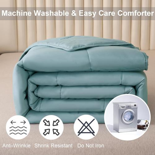 Size 128x120 Color Light Blue Oversized King Plus Comforter, Winter Warm Extra Large King Size Quilt Piece Lightweight Reversible Down Alternative Comforter for Al