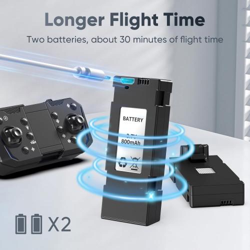 X-shop Foldable Drone with 1080P HD Camera for Beginners & Kids, FPV Live Video, One Key Start, Altitude Hold, 3D Flips, Gesture Selfie, 3 Speed Modes, 2 Batteries