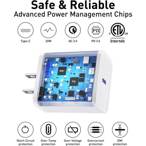 USB C Charger Block 20W, Ocupwei PD 3.0 Fast Charging Wall Charger USBC Power Adapter Type C Brick Cube for iPhone 17/Pro/Pro Max/17 Air/ 16/16 Pro/16 Pro Max/15/Plus/Pro/Pro Max [2 Pack]