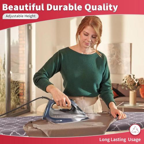 Full Size Ironing Board 57 L X15 W, Large Wide Sturdy Ironing Board with Iron Rest, Foldable Adjustable Iron Board with Heat Resistant Cover, Enhanced Stability (Black Gray)