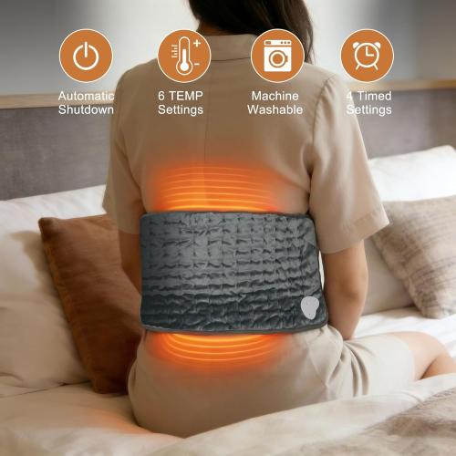 Electric Heating pad with 6 Heat Settings, Auto Shut Off, Dry Electric Heating for Back Neck Knee Arms Legs Shoulder Heat Pads for Christmas Birthday Father's Day Mother's Day (24X12, Dark Gray)