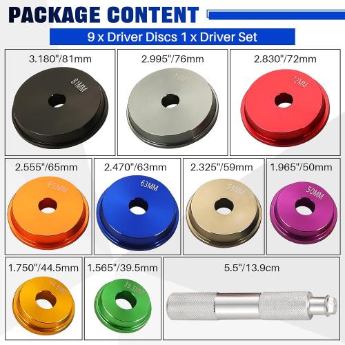 DASBET Bearing Race and Seal Driver Set, 10PCS Bearing Press Kit with Seal Driver and 9 Bearing Adapters Universal Seal Installer Bearing Driver Kit for Bearing Installation
