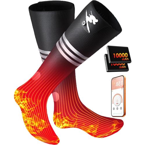 AI Heated Socks Rechargeable for Men Women,20000mAh Battery Electric Socks Up to 16 Hours Washable Heating Socks for Camping Skiing Motorcycle Driving Hiking Outdoor Working