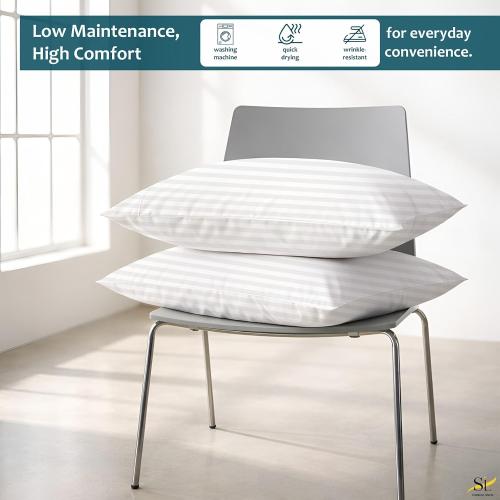 Pillow Cases - Set of 2, White Stripe (24 X 16) - Pillow Covers Made of 100% Cotton - 300 Thread Count Super Soft and Breathable Sateen Weave Pillowcases.