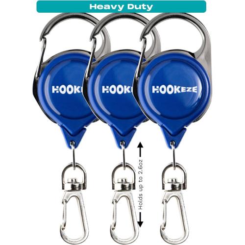 HOOK-EZE Fly Fishing Zinger Retractor for Anglers Vest, Pack of 3 - Fishing Gear and Equipment for Nippers, Forceps, Fly Float Ant, Belt Loops & Backpack
