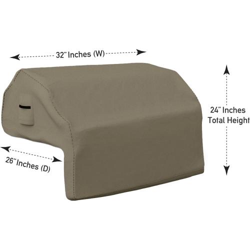 Covers & all Built-in Outdoor Grill Cover, Durable 12 Oz Waterproof Cover Max Material with Air Pocket & Elastic for Snug Fit (32 W x 26 D x 24 H Inches, Beige)