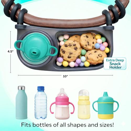 Swanoo Universal Stroller Snack Tray | Compatible With Nuna Mockingbird Bugaboo Uppababy | Stroller Bumper Bar Tray Attachment with Cup Holder | Baby Toddler Disneyland Essentials Stroller Accessories