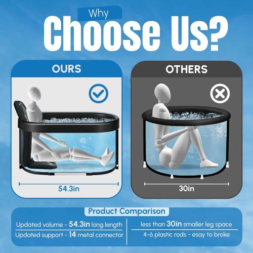 IcyPlunge Cold Plunge Tub - 140  Gallon Ice Plunge for Athletes & Adults, Recovery & Inflammation Relief, Ice Bath Tub with Water & Filter Treatments, XXL Oval Size