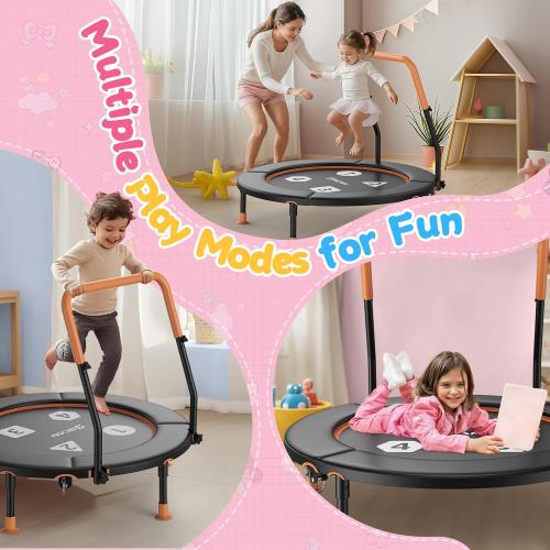 BCAN 36' Toddler Trampoline, ASTM Certified-Foldable Mini Trampolines for Kids Ages 1-6, Adjustable Handle, Safety Pad & Foldable Legs, Baby Trampoline Indoor/Garden, Gift for Boy and Girl