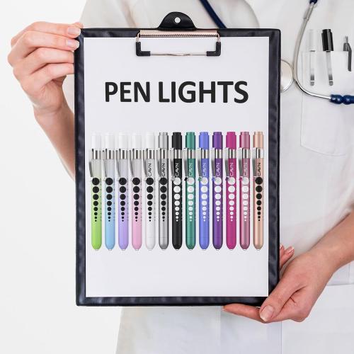 CAVN Pen Light with Pupil Gauge LED Penlight for Nurses Doctors, 2 Pcs Reusable Medical Penlight for Nursing Students (Black/White)