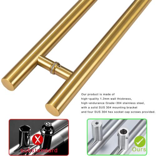 24-inch/304 Stainless Steel Sliding Barn Door Handle, H-Shaped Commercial Push-Pull Glass Long Door Handle Double-Sided，Modern Shower Door Handle,Gold (Gold, 24inch/60cm)