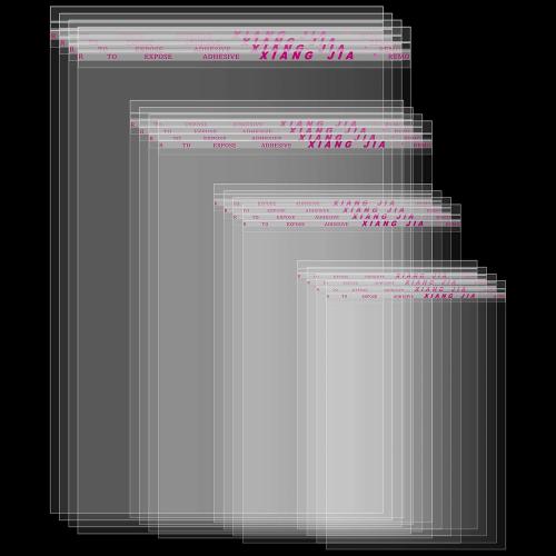 Geyoga 120 Pcs 4 Size Clear Plastic Cello Bag Resealable Self Adhesive Cellophane Bag for Candy Cookies Decorative Wrapper