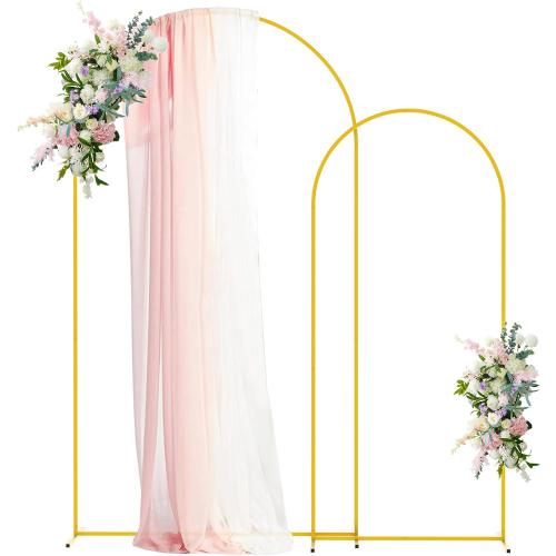 Asee'm Gold Metal Wedding Arch Backdrop Stand Set of 2 (7.2FT, 6FT)