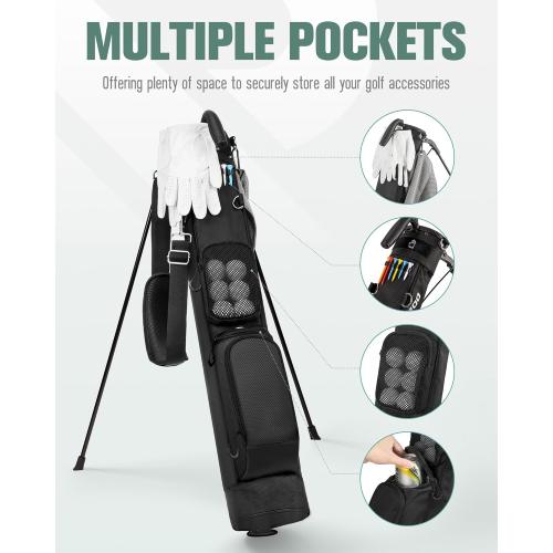 Golf Stand Bag, Lightweight Par 3 Golf Bag Holds Up to 7 Clubs with Two Way Dividers Cooler Pocket Shoulder Strap and Multiple Storage Pockets for Men and Women