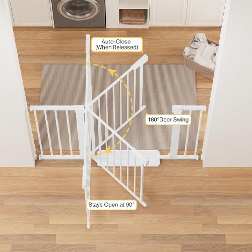 Cumbor 36 Extra Tall Baby Gate for Stairs, 29.7-48 Wide Dog Gates for Doorways, Auto Close Safety Gate for Babies and Pets, Easy Install, Pressure Mounted, Fits Doorways, Stairs, Entryways, White