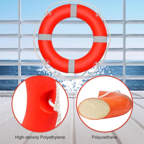 Size 14/22 Color orange Pool Life Ring Buoy Safety Ring Boat Throw Ring Life Preserver Ring with Water Floating Lifesaving Rope and Reflective Tape Orange 14/22