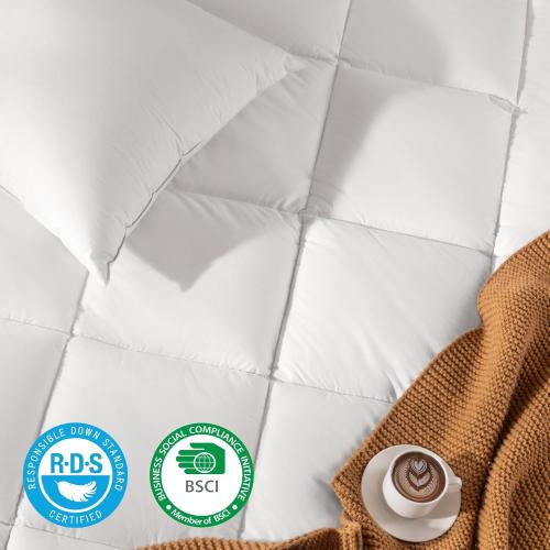 Shilucheng Hungarian Goose Down Comforter Queen Size, 850  Fill Power All Season Duvet Insert with 600TC Ultra-Soft Cotton Cover, 3D Baffle Box Design for Maximum Fluffiness (White,90x90 Inches)