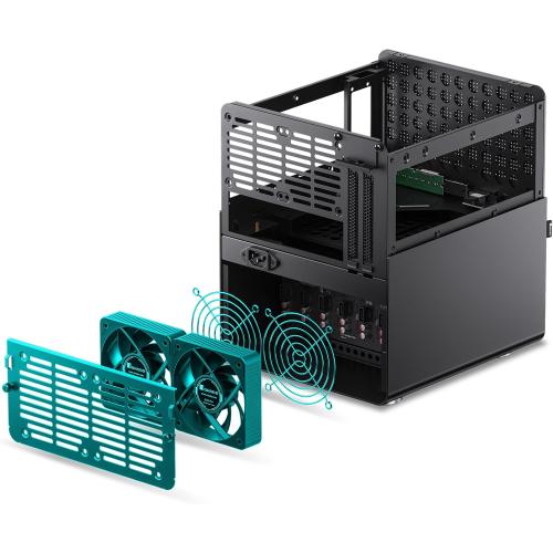 Black 9.17x10.31x11.73 JONSBO N3 Mini-ITX NAS PC Chassis, ITX Computer Case, 8HHD 1-SSDD isk Bays NAS Mini Aluminum with Steel Plate Case, Built-in 2x10cm Fan, Power Support: SFX105mm, Support 130mm CPU Cooler
