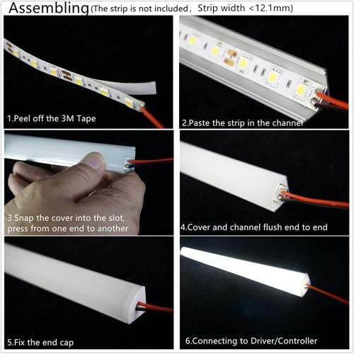 UV Resistance 6.56FT V Shape LED Strip Black Channel Diffuser,10-Pack Aluminum Profiles with Frosted Cover and Corner Connector, Tape Track for Cabinet Stairs Wall Outdoor (6.56FT, 10)
