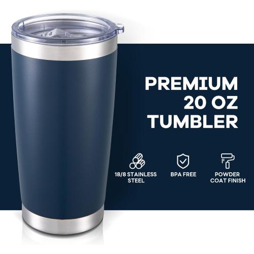 20 oz Tumbler with Lid Stainless Steel Double Wall Vacuum Insulated Tumblers Powder Coated Cups Travel Mug Keep Drinks Cold and Hot, Navy