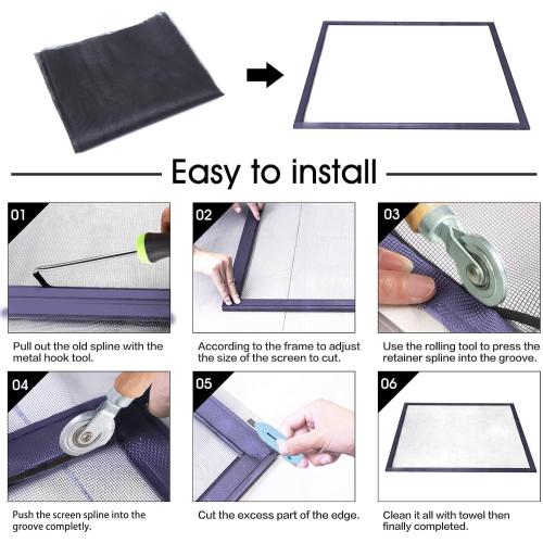 Windows Screen and Screen Door Replacement, 59x106 Durable Fiberglass Screen Mesh- Window Screen & Sliding Screen Door Repair for Patio and Windows, Tooltriz