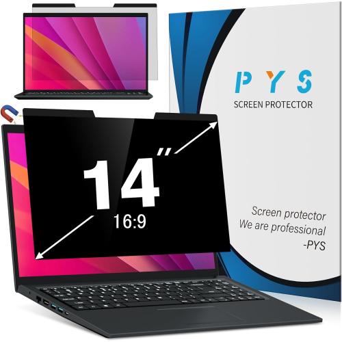 Size 14 inch PYS Magnetic Laptop Privacy Screen 14 Inch (16:9 Aspect) - Anti-Glare Blue Light Filter, Removable Privacy Screen Protector Compatible with HP/Dell/Acer/Lenovo/Samsung/ASUS (12.2x6.9inch/ W x H)