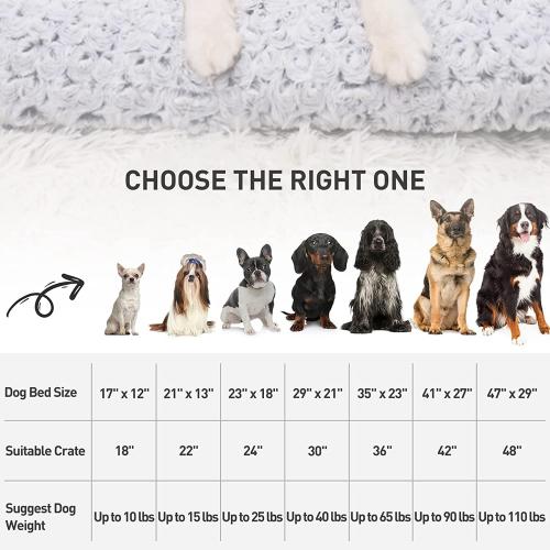 KSIIA Washable Dog Bed Deluxe Plush Dog Crate Beds Comfy Kennel Pad Anti-Slip Pet Sleeping Mat for Large, Jumbo, Medium, Small Dogs Breeds, 35 x 23, Gray
