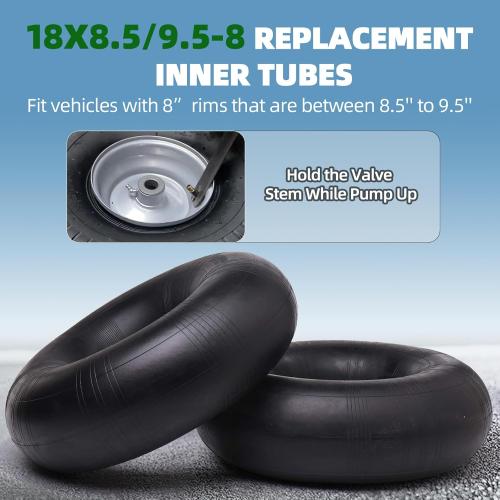 18x8.50/9.50-8 Replacement Inner Tube with TR-13 Valve Stem (2-Pack) - For Golf Cart/Tractor/Lawn Mower and More