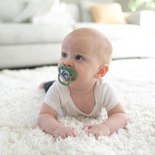 Dr. Brown's Advantage Glow-in-the-Dark Baby Pacifier, Fully Symmetrical Soother with Soft Silicone Bulb, Skateboard Snail-Blue Nature, 6-18m, BPA Free, 4 Pack