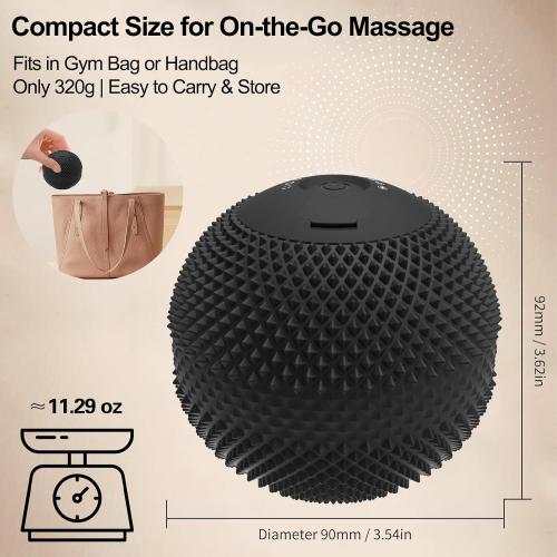 Vibrating Massage Ball with Heat, 7 Modes, Memory Function, Myofascial Release, Deep Tissue Muscle Recovery Ball for Trigger Point Massage - Mobility Ball Back & Hip Release Tool (Black)