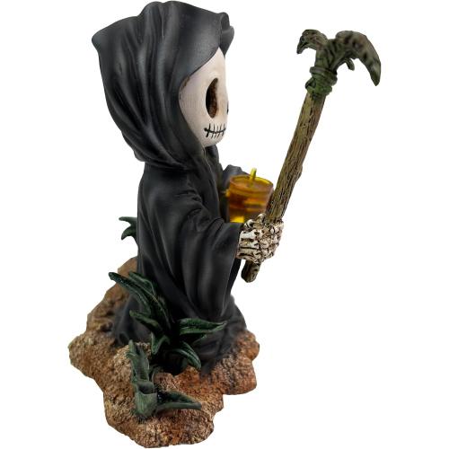 Skull Grim Reaper Statue,Grim Reaper Skeleton Decoration | Resin Halloween Decoration,4 Different Types of Skull Grim Reaper Figurine